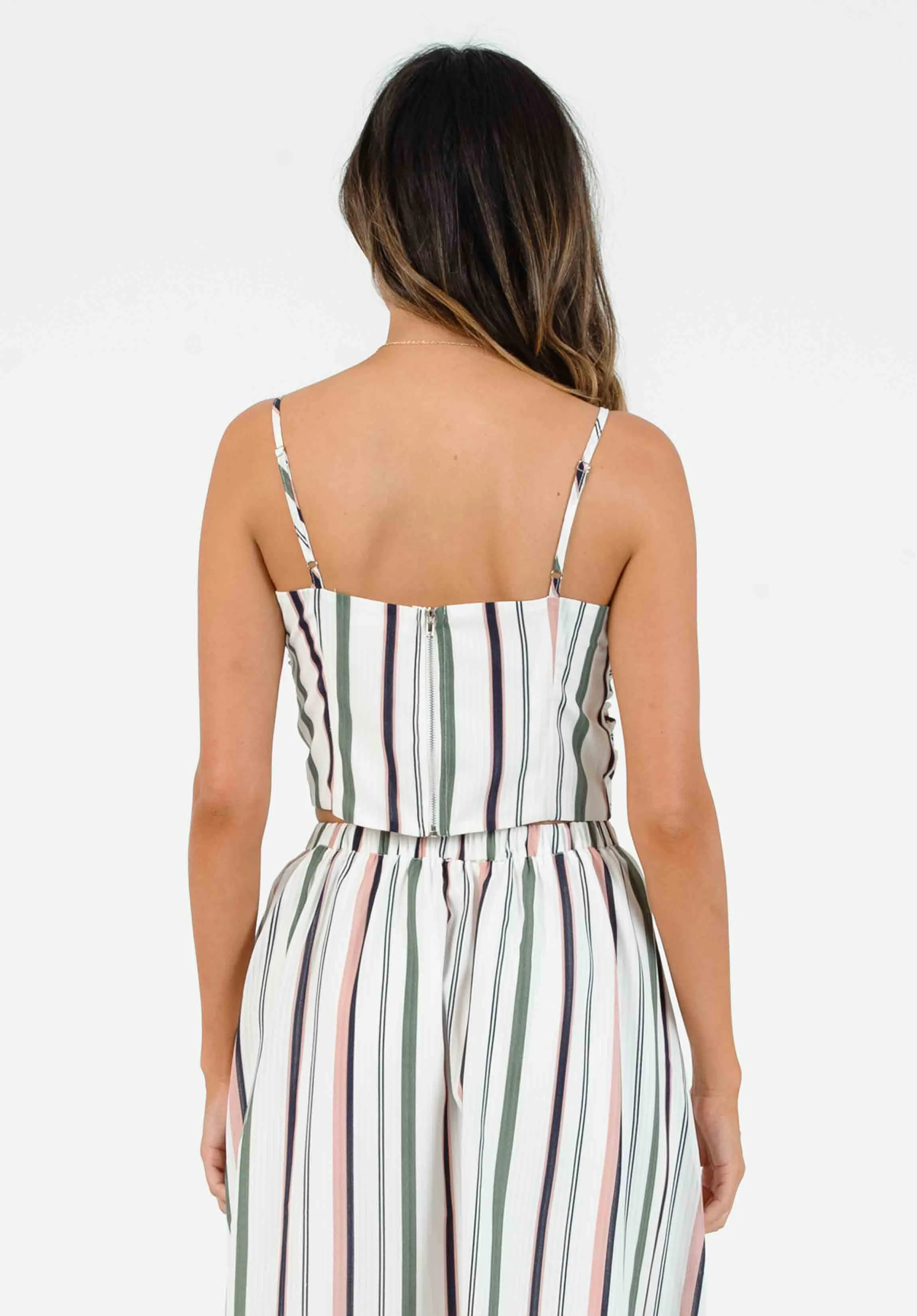 VALENTINA SWEETHEART TOP-WHITE MULTI STRIPE sold by Lucca Couture product image thumbnail 4