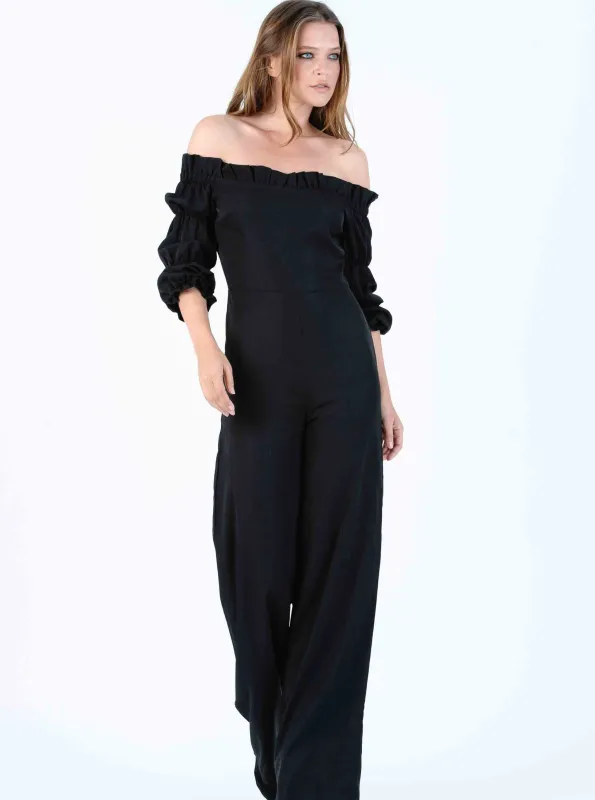 JULIET JUMPSUIT-OBSIDIAN sold by Lucca Couture