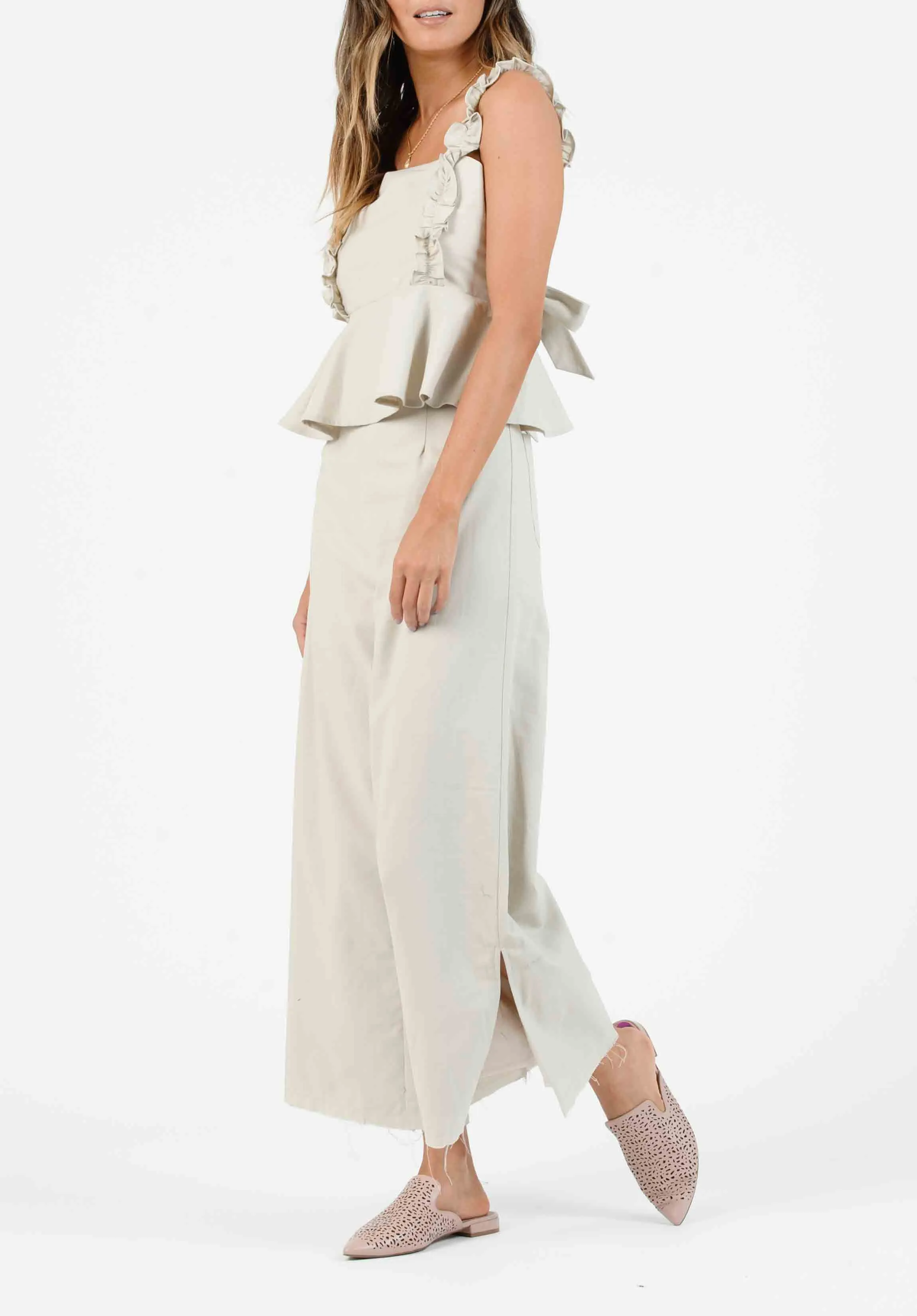 MELISSA FRINGE CULOTTES-STONE sold by Lucca Couture product image thumbnail 4