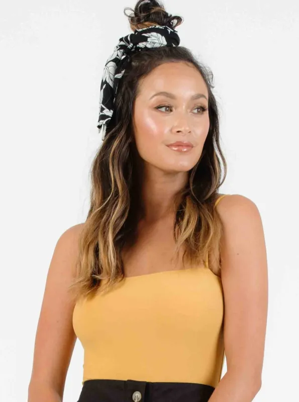 REILEY SQUARE NECK BODYSUIT-MUSTARD sold by Lucca Couture