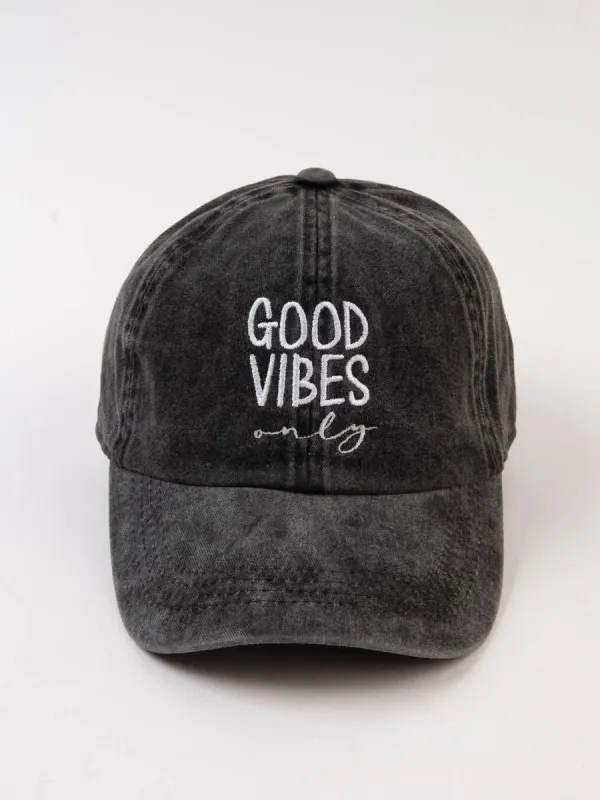 GOOD VIBES BB CAP-BLACK sold by Lucca Couture