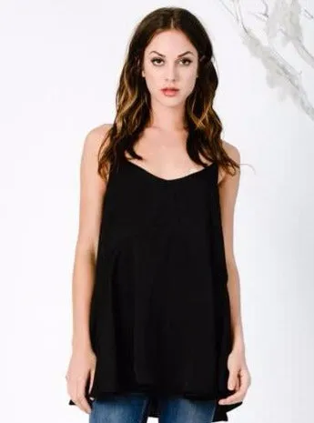 TINA LONG CAMISOLE-BLACK sold by Lucca Couture