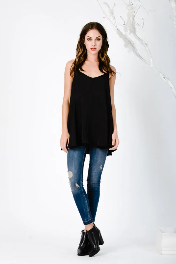 TINA LONG CAMISOLE-BLACK sold by Lucca Couture product image thumbnail 4
