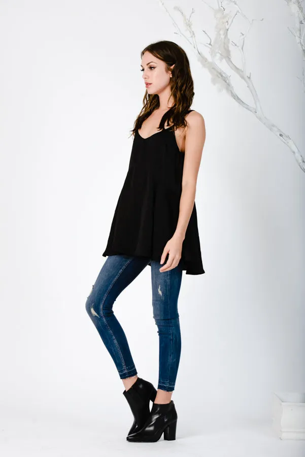 TINA LONG CAMISOLE-BLACK sold by Lucca Couture product image thumbnail 2