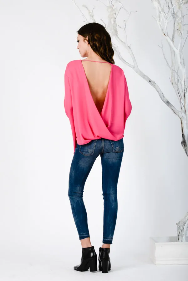 BELL SLEEVE BLOUSE-FUCHSIA sold by Lucca Couture product image thumbnail 3
