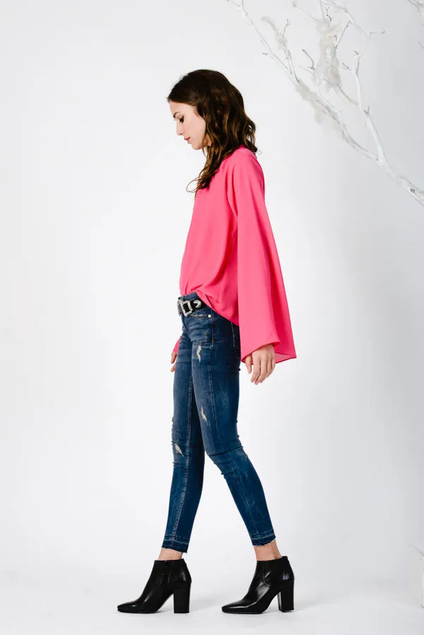 BELL SLEEVE BLOUSE-FUCHSIA sold by Lucca Couture product image thumbnail 2