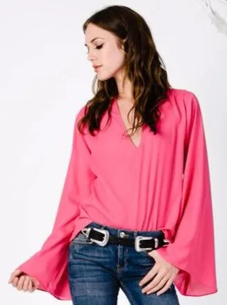 BELL SLEEVE BLOUSE-FUCHSIA sold by Lucca Couture