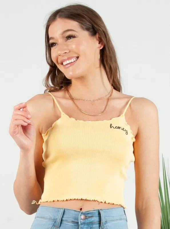 HONEY KNIT TANK-YELLOW sold by Lucca Couture