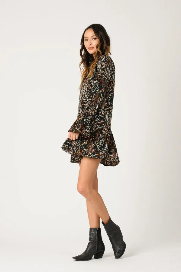 VIOLET POET MINI DRESS-BLACK POTPOURRI sold by Lucca Couture product image thumbnail 2