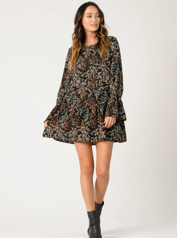 VIOLET POET MINI DRESS-BLACK POTPOURRI sold by Lucca Couture