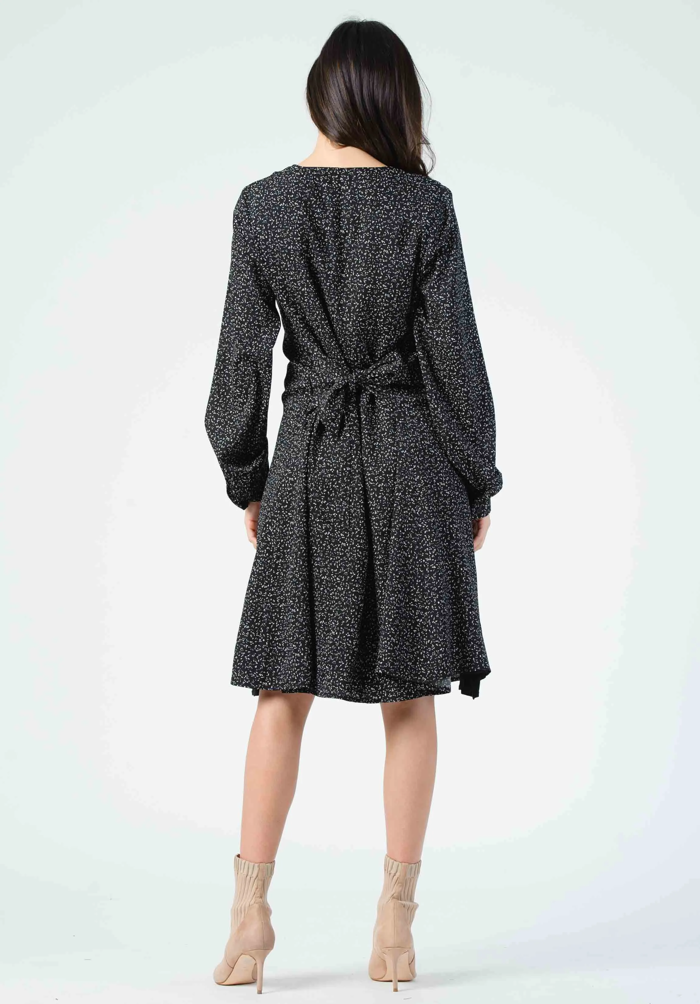 RENE V-NECK DRESS-BW SPECKLE sold by Lucca Couture product image thumbnail 4