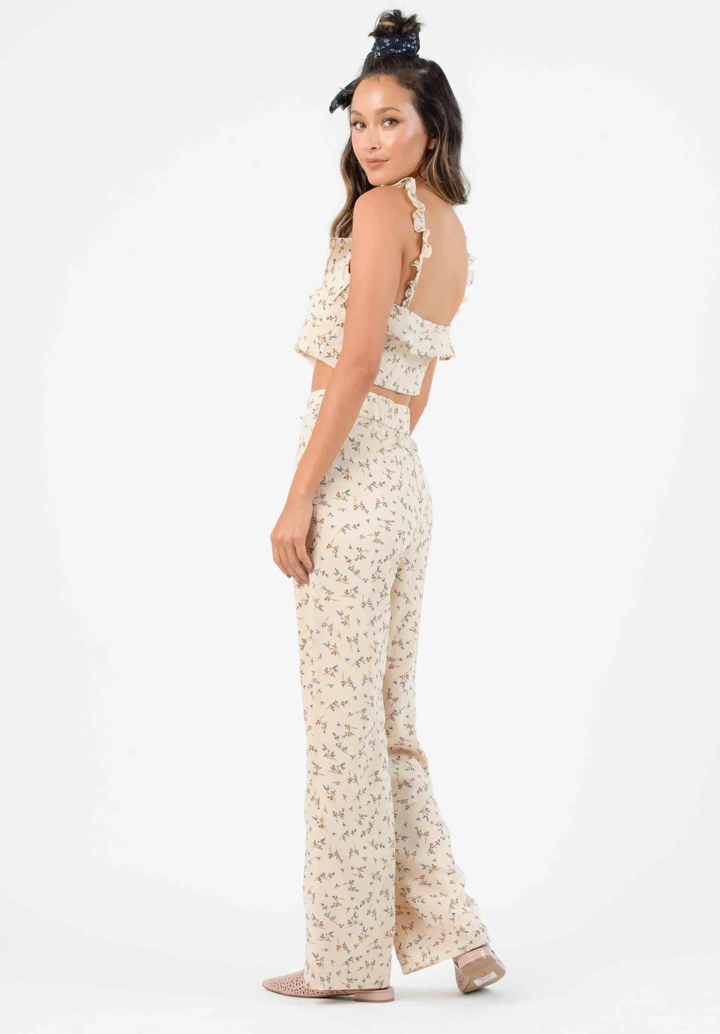 IRIS PALAZZO PANT-TAN MINI FLORAL sold by Lucca Couture product image thumbnail 2