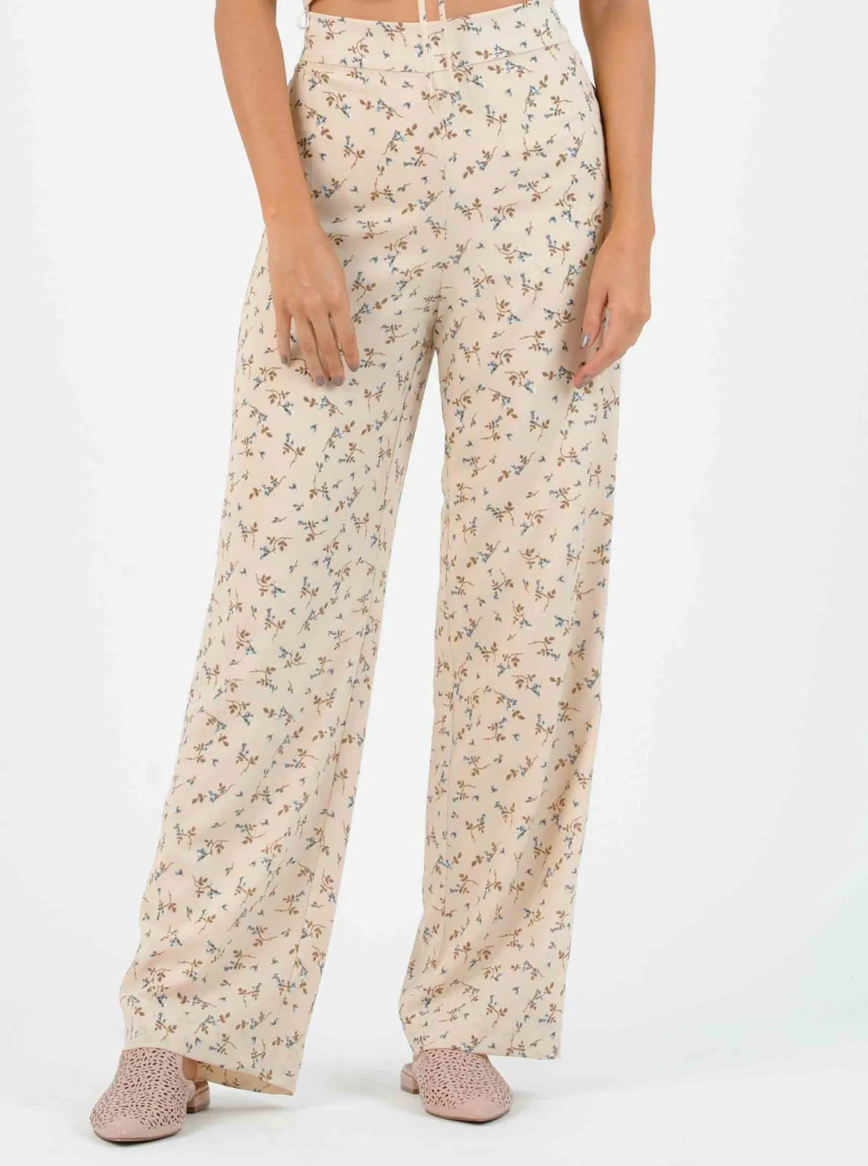 IRIS PALAZZO PANT-TAN MINI FLORAL sold by Lucca Couture