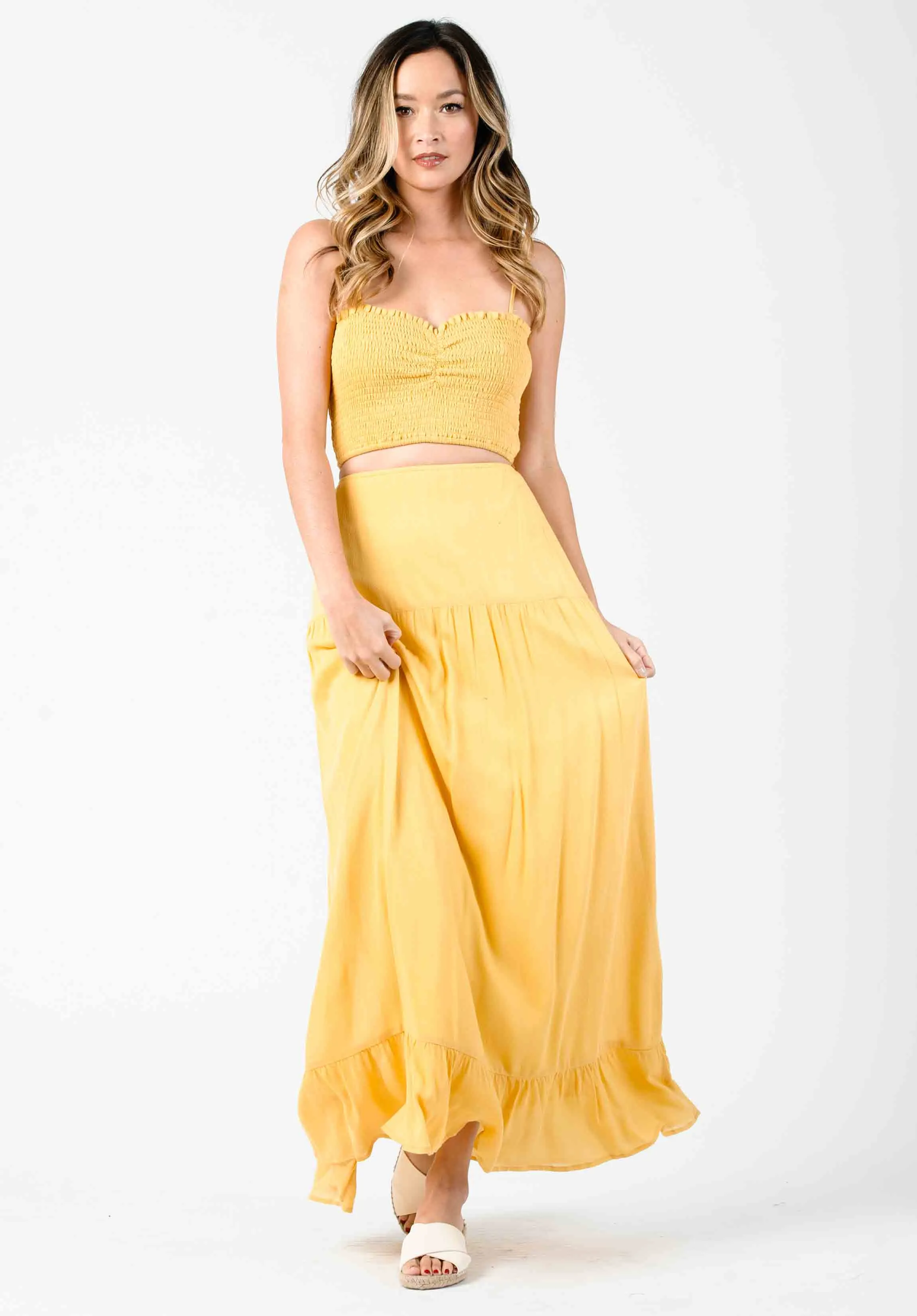 LOLA SMOCKED CROP TOP-SUN sold by Lucca Couture product image thumbnail 3