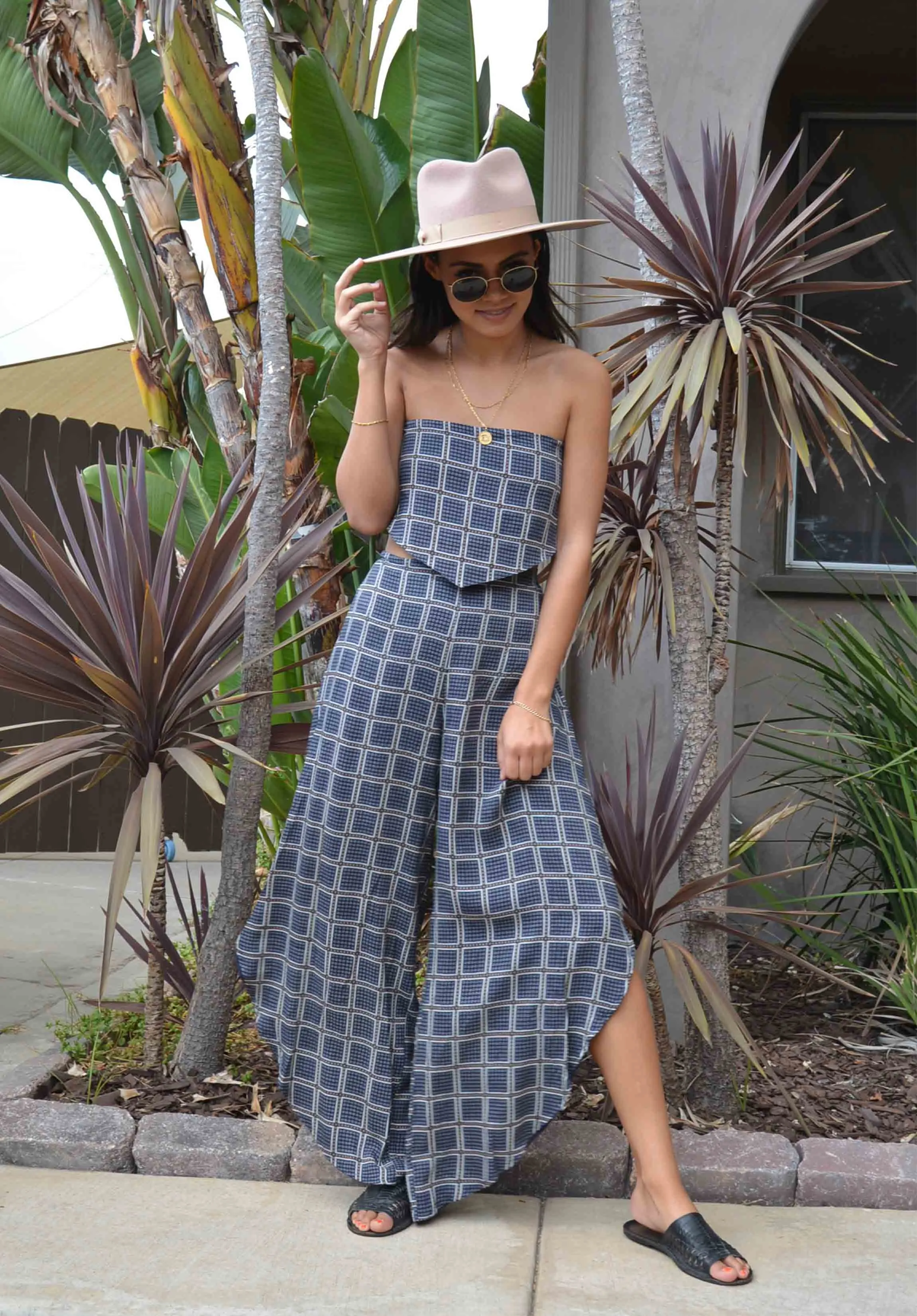 HOPE ELASTIC WAIST HANKIE PANTS-NAVY HANKIE sold by Lucca Couture product image thumbnail 2