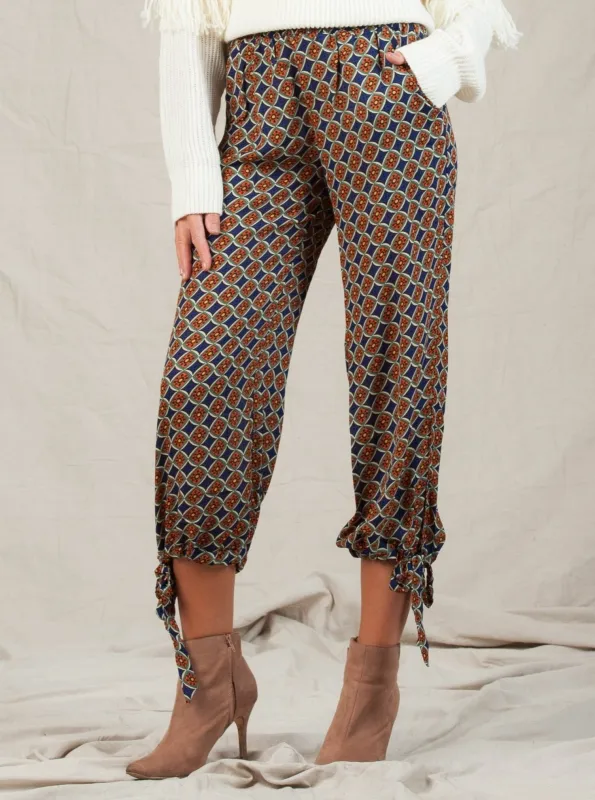 BOHO LOUNGE PANTS-COBALT/ORANGE sold by Lucca Couture