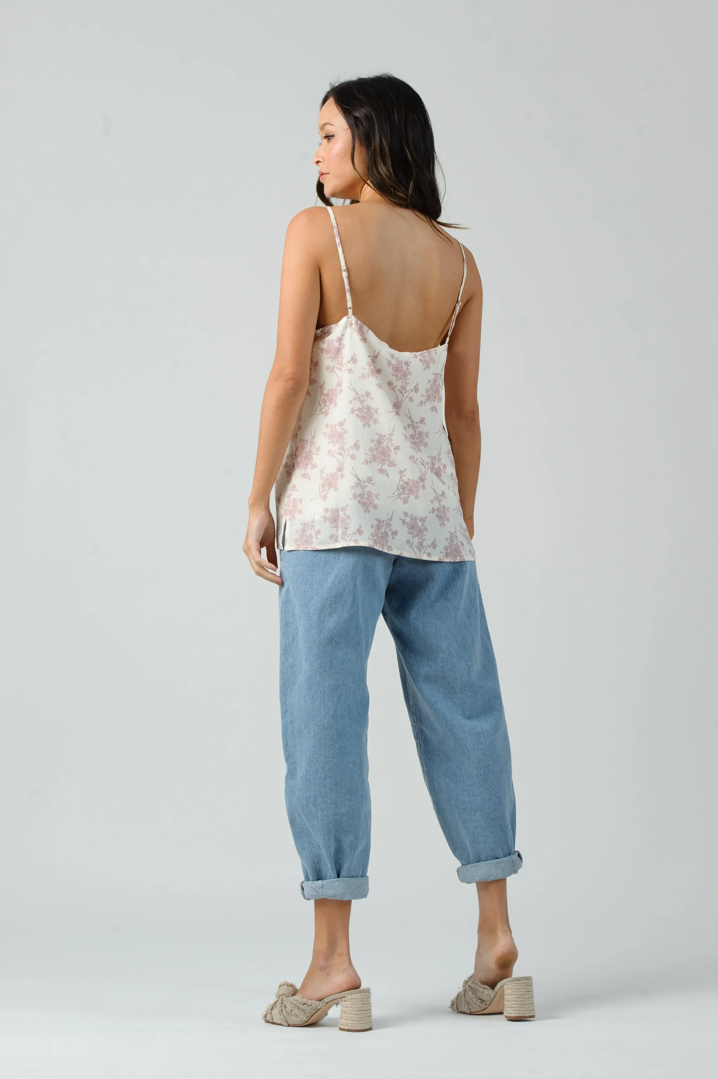 HELIOTROPE LACE TRIM CAMI TOP-CREAM FLORAL sold by Lucca Couture product image thumbnail 3