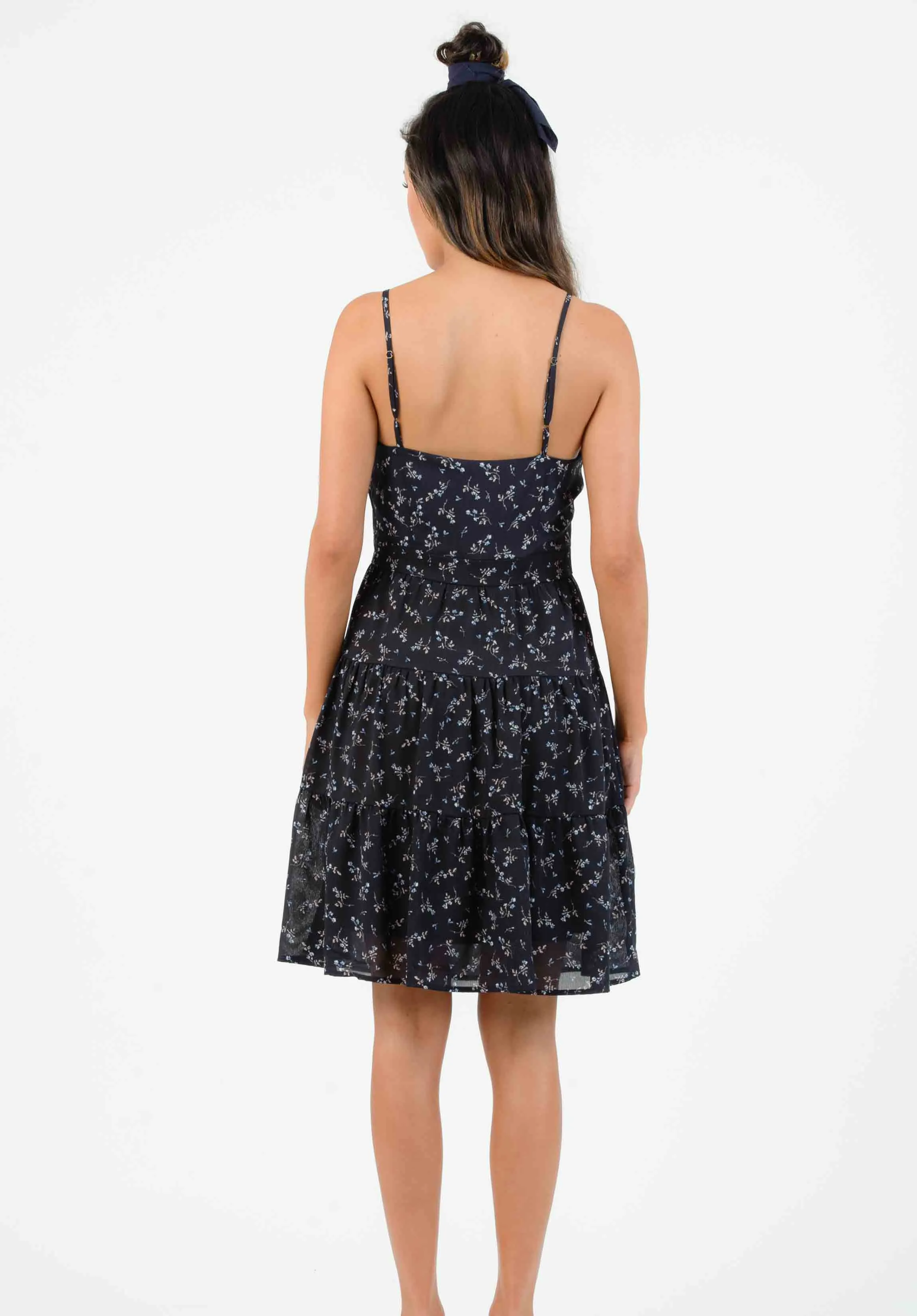 HAMPTON TIERED DRESS-NAVY MINI FLORAL sold by Lucca Couture product image thumbnail 4