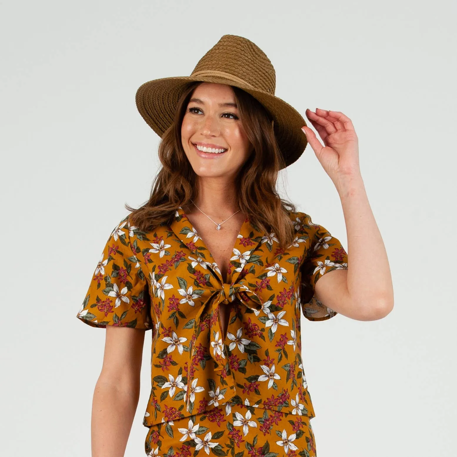 GILA TIE FRONT TOP-MUSTARD FLORAL sold by Lucca Couture product image thumbnail 2