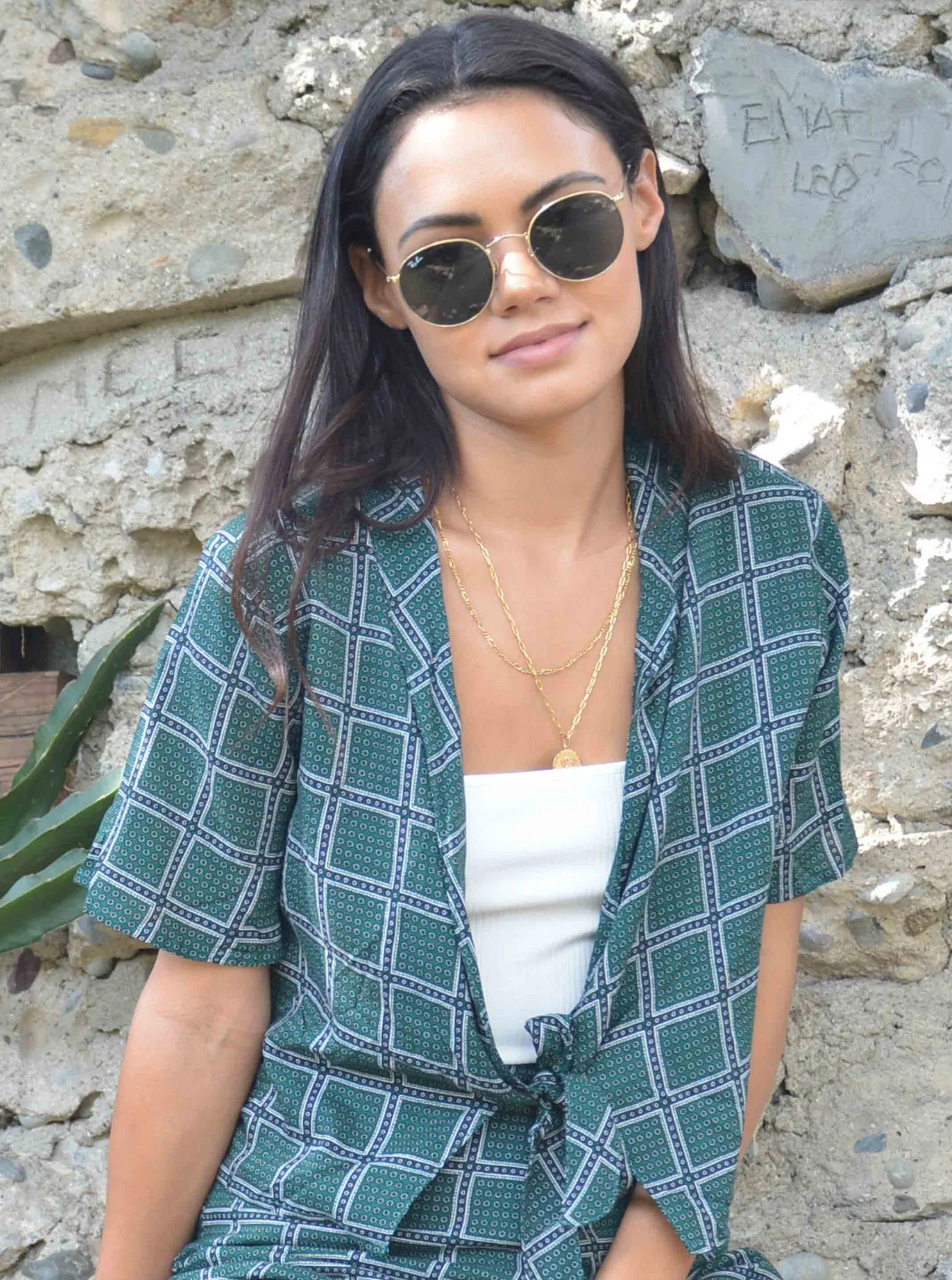 GILA TIE FRONT TOP-HUNTER GREEN sold by Lucca Couture