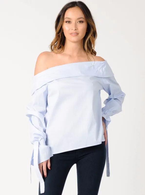 GRACE OFF SHOULDER TOP-LIGHT BLUE sold by Lucca Couture