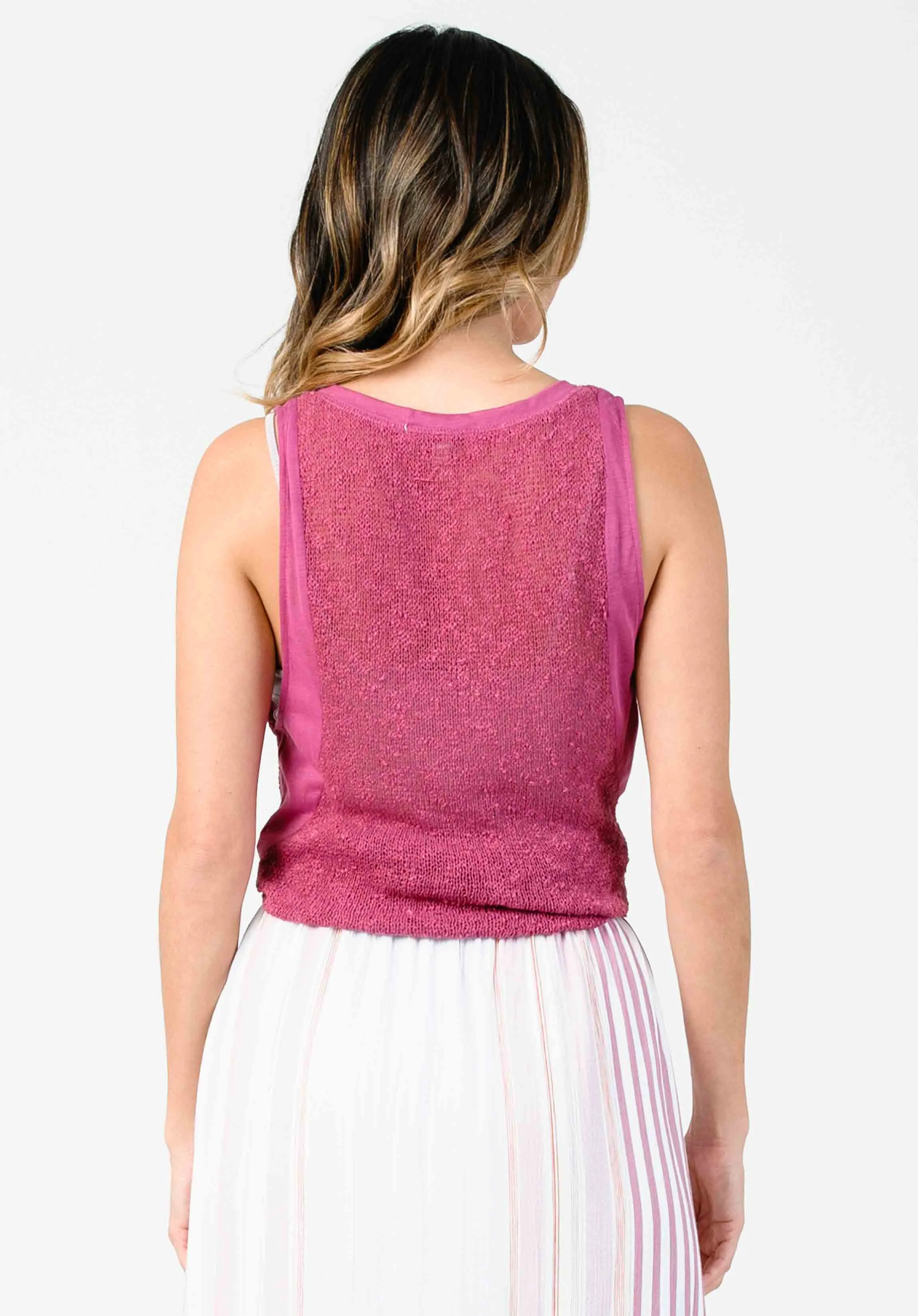 FREESIA SLUB KNIT TANK-RASPBERRY sold by Lucca Couture product image thumbnail 2