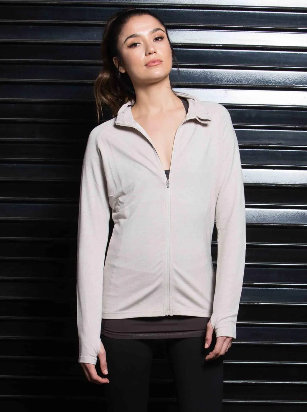 FRANNY ACTIVEWEAR JACKET-TAUPE sold by Lucca Couture product image thumbnail 2
