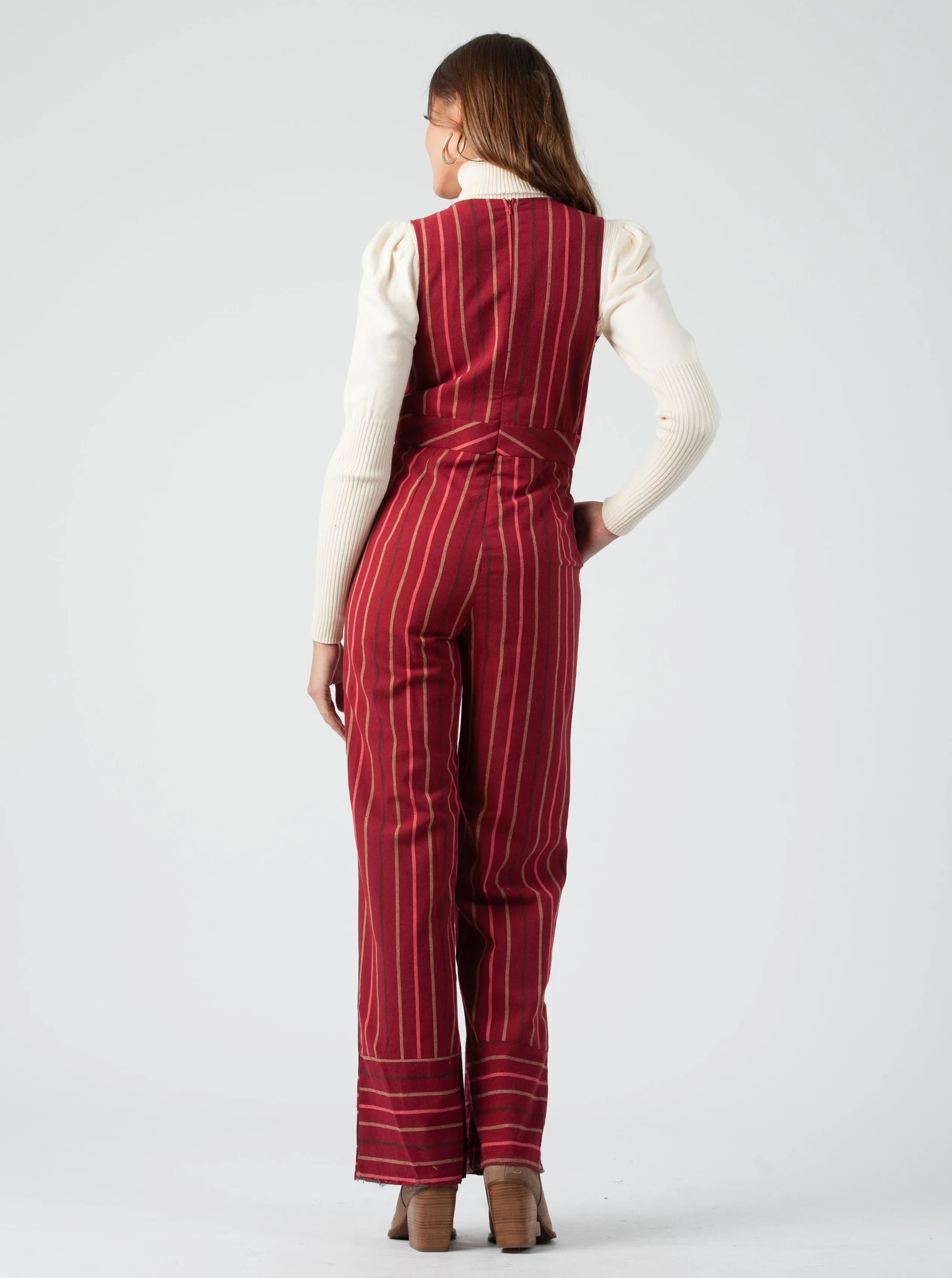 FERN JUMPSUIT-GARNET STRIPE sold by Lucca Couture product image thumbnail 3