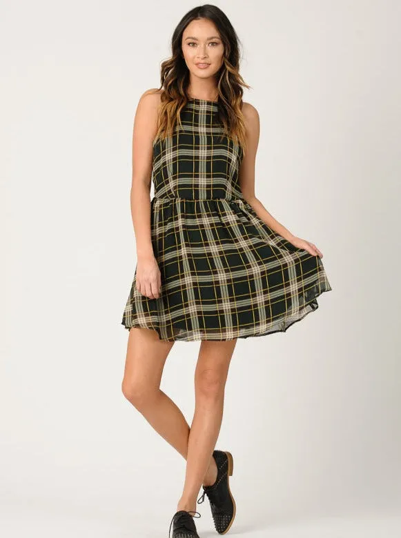 EVIE PLAID DRESS-GREEN PLAID sold by Lucca Couture