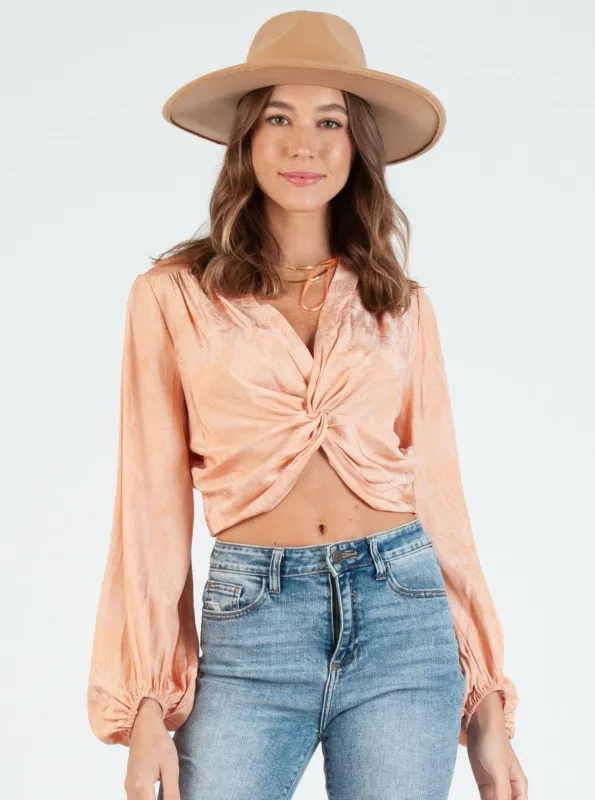 LS TWIST FRONT TOP-PEACH sold by Lucca Couture