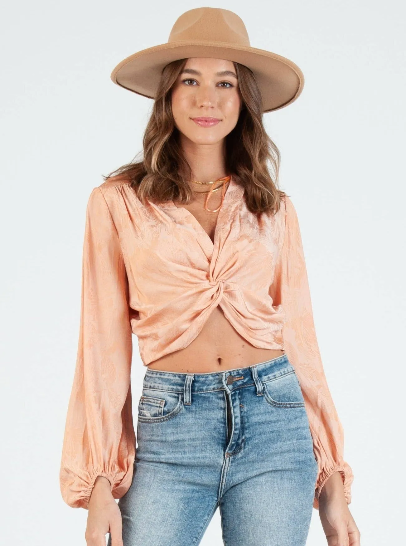 LS TWIST FRONT TOP-PEACH sold by Lucca Couture