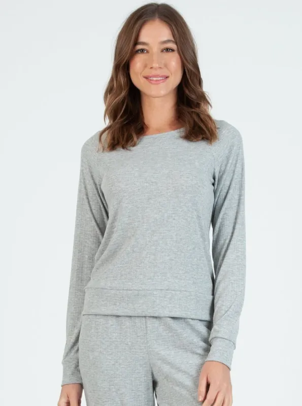 COOKIE LS TOP-GREY POINTELLE sold by Lucca Couture