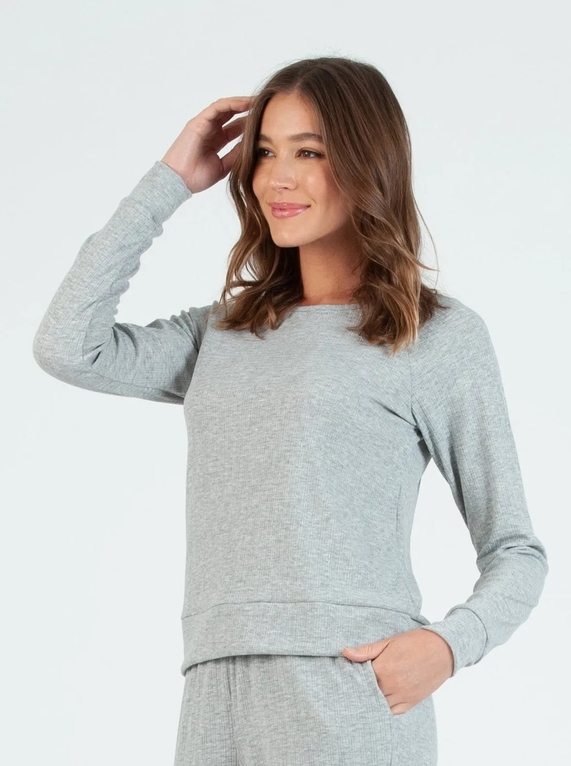 COOKIE LS TOP-GREY POINTELLE sold by Lucca Couture product image thumbnail 2