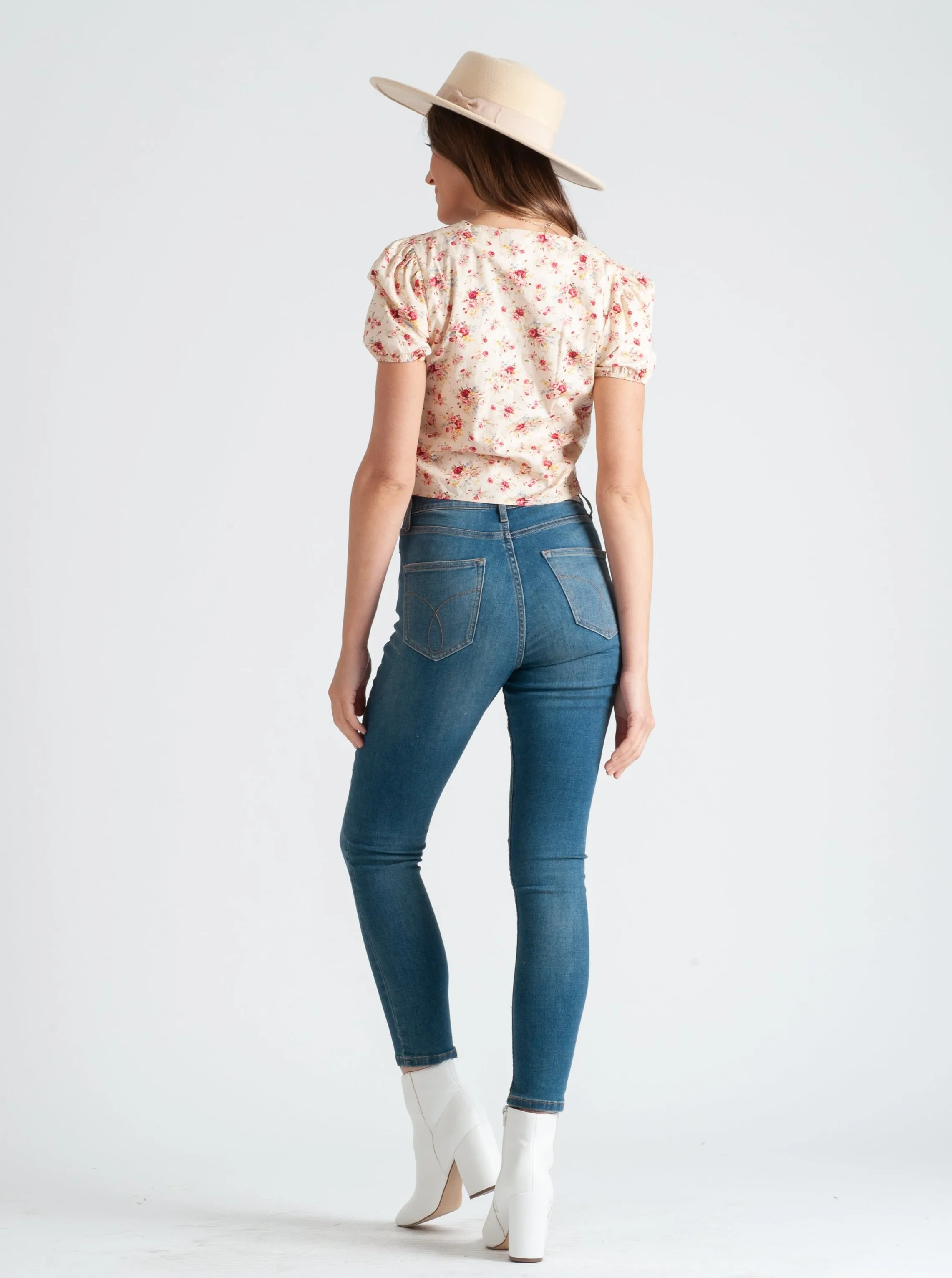 DAPHNE BUTTON TIE FRONT TOP-PEONY FLORAL sold by Lucca Couture product image thumbnail 3