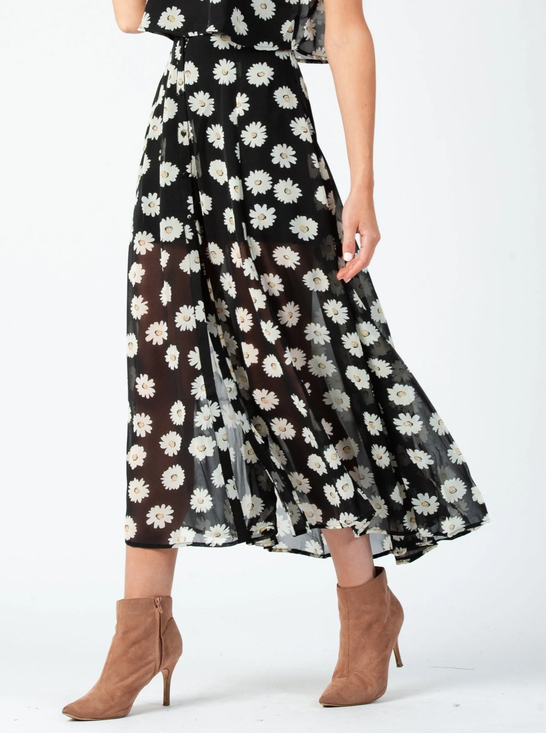 DAISY MAXI SKIRT-BLACK sold by Lucca Couture