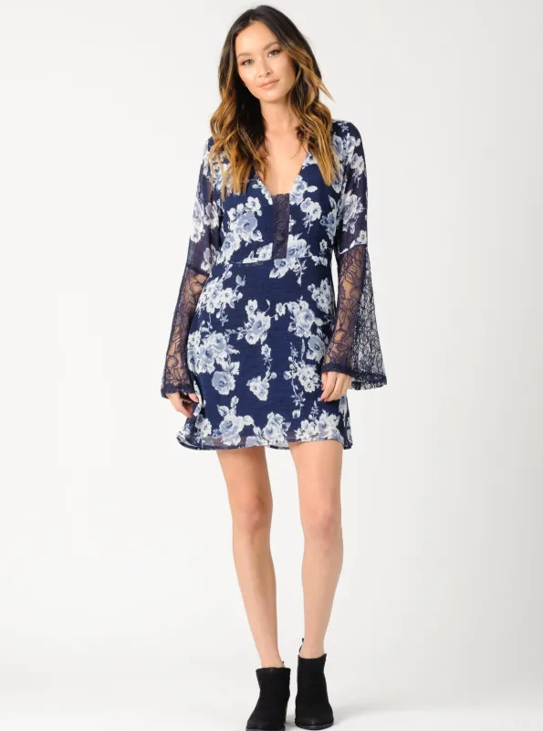 CHRISTINA MINI DRESS-NAVY FLORAL sold by Lucca Couture