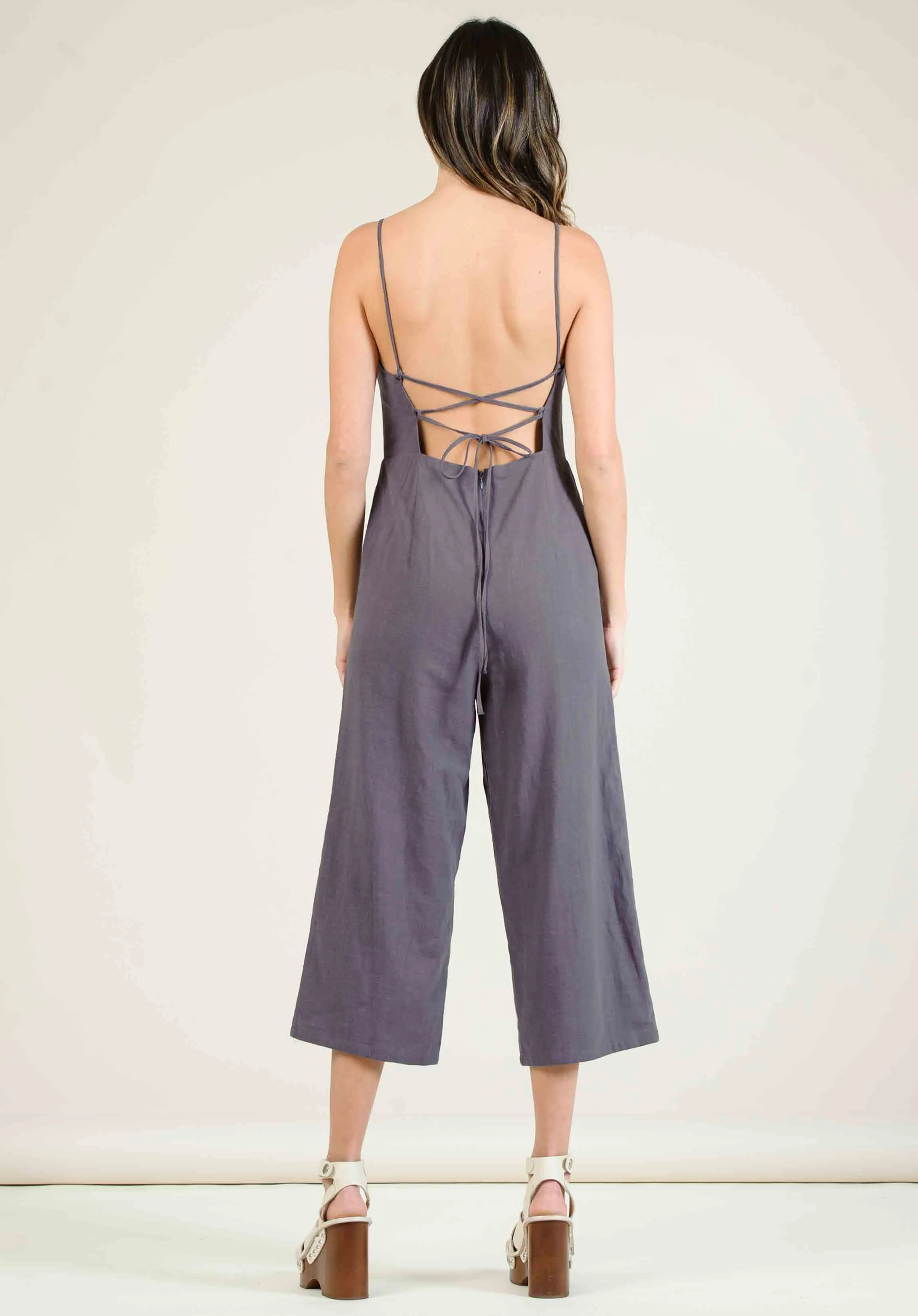 CATINIA CULOTTE JUMPSUIT-CHARCOAL sold by Lucca Couture product image thumbnail 3