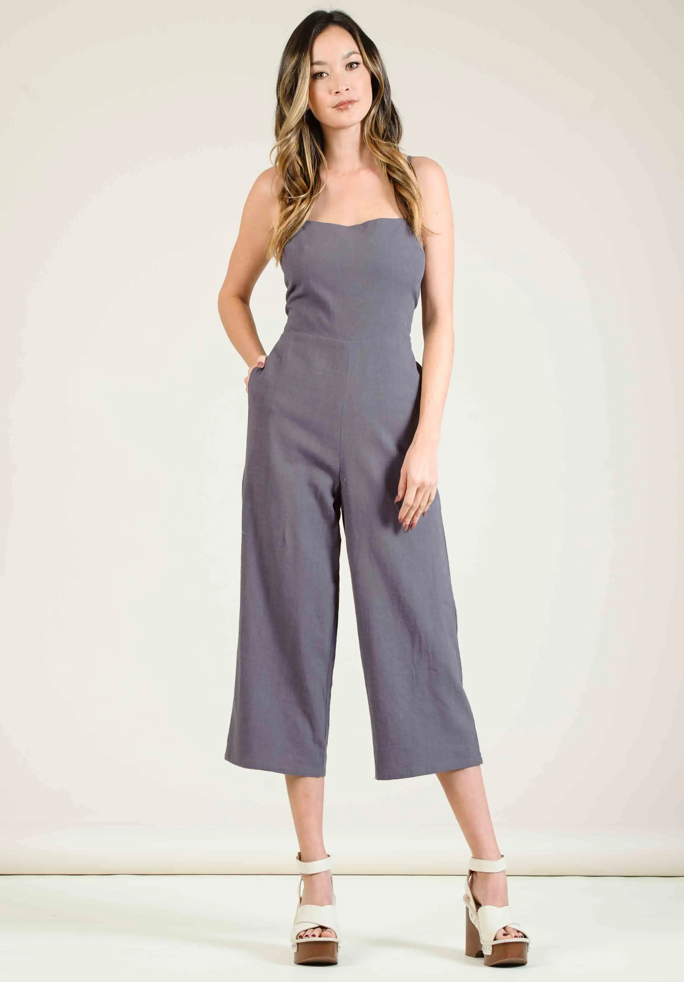 CATINIA CULOTTE JUMPSUIT-CHARCOAL sold by Lucca Couture product image thumbnail 2