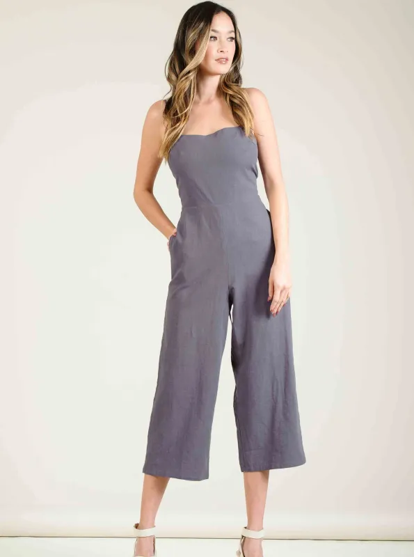CATINIA CULOTTE JUMPSUIT-CHARCOAL sold by Lucca Couture