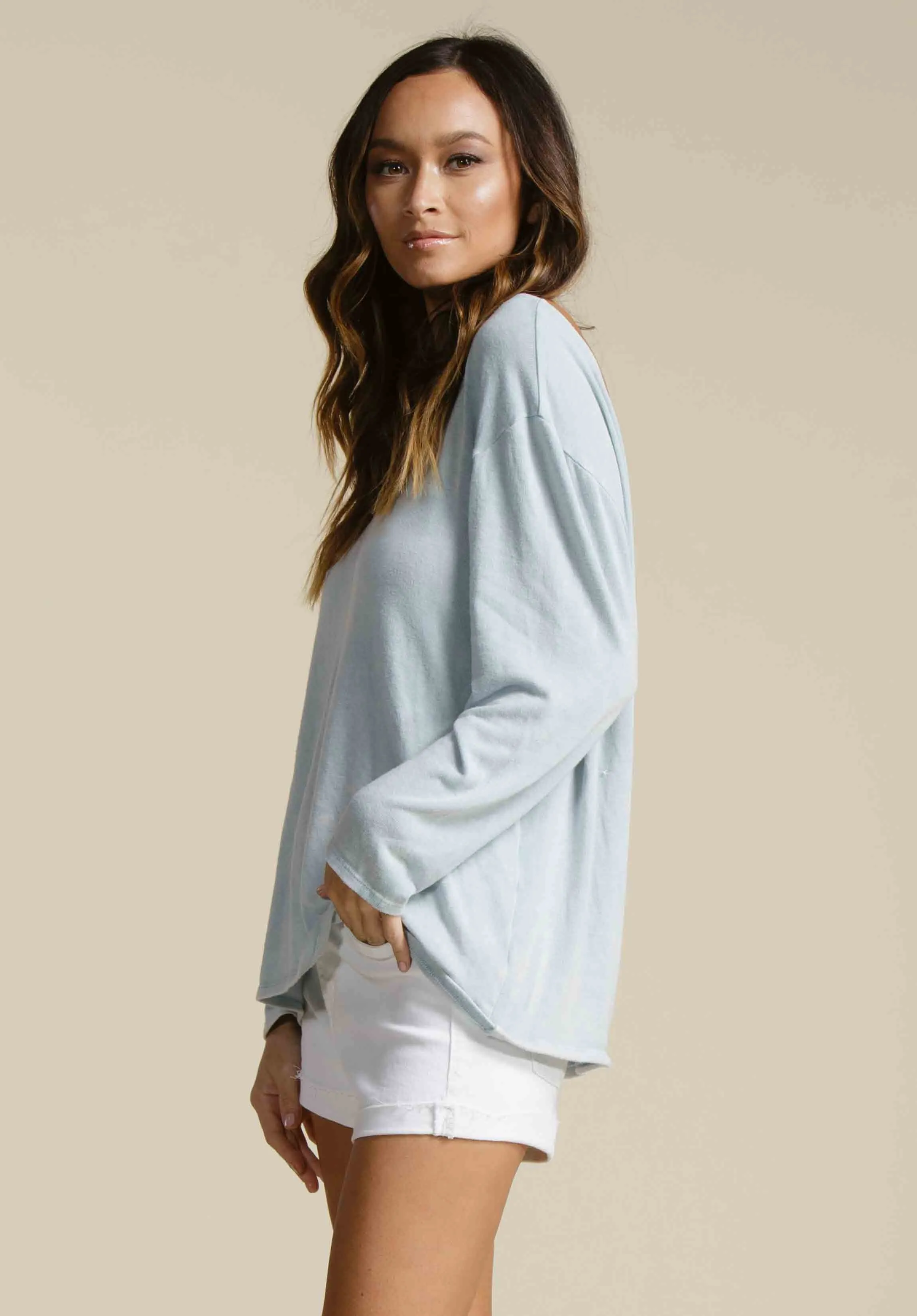 CATHERINE OPEN BACK KNIT TOP-SKY BLUE sold by Lucca Couture product image thumbnail 3