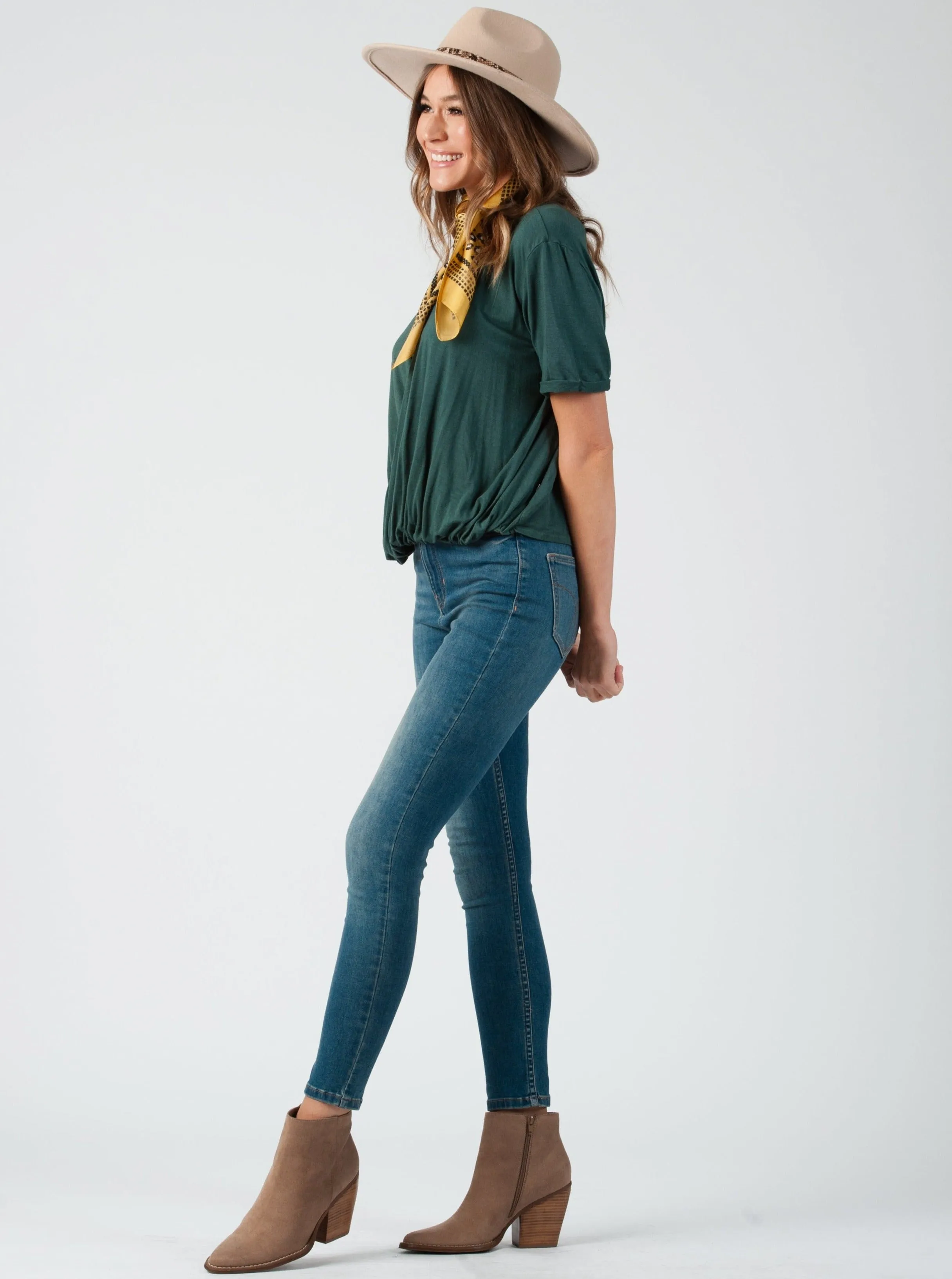 CALLIE SURPLICE DRAPE FRONT TOP-CLOVER sold by Lucca Couture product image thumbnail 2