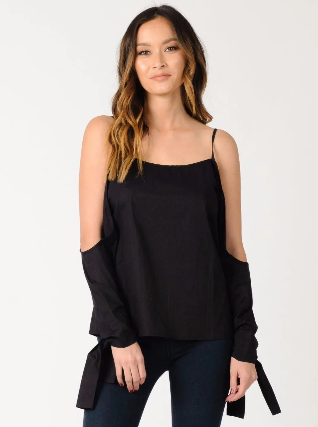 CAMILLA COLD SHOULDER TOP-BLACK sold by Lucca Couture