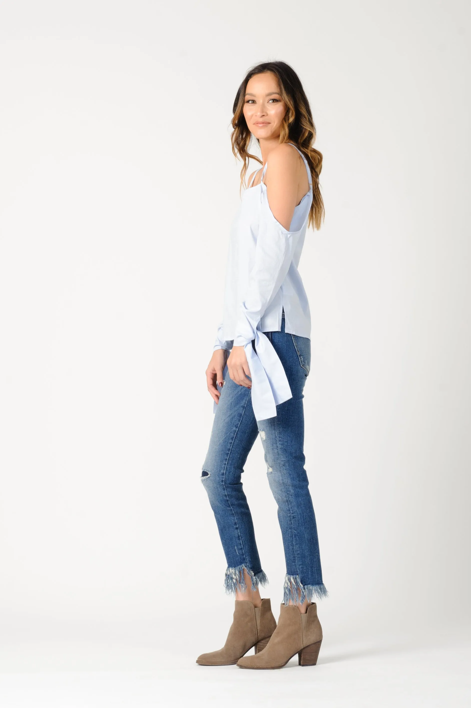 CAMILLA COLD SHOULDER TOP-LIGHT BLUE sold by Lucca Couture product image thumbnail 2