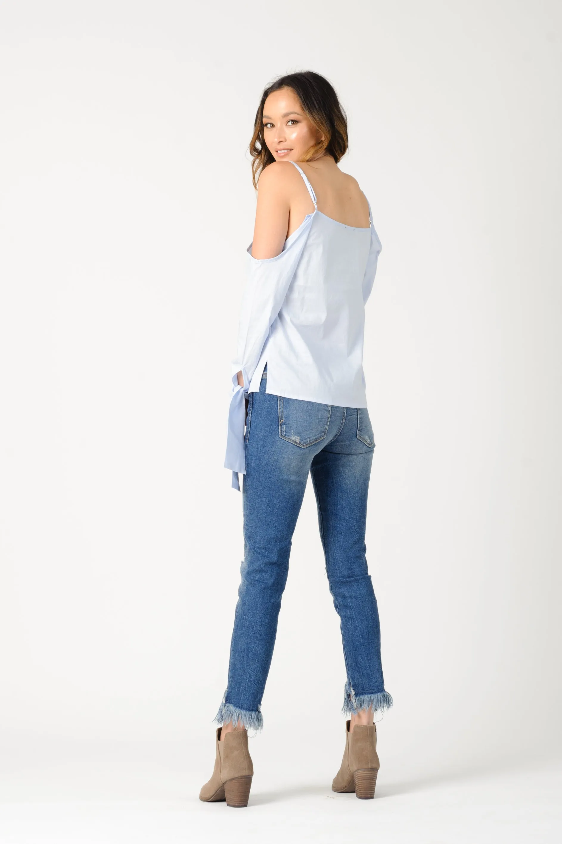 CAMILLA COLD SHOULDER TOP-LIGHT BLUE sold by Lucca Couture product image thumbnail 3