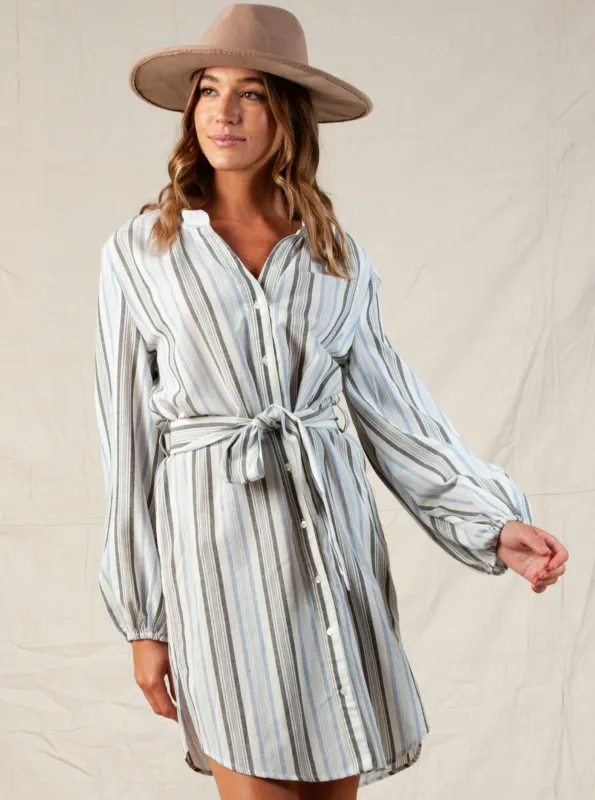 BAILEY SHIRT DRESS-OCEAN STRIPE sold by Lucca Couture