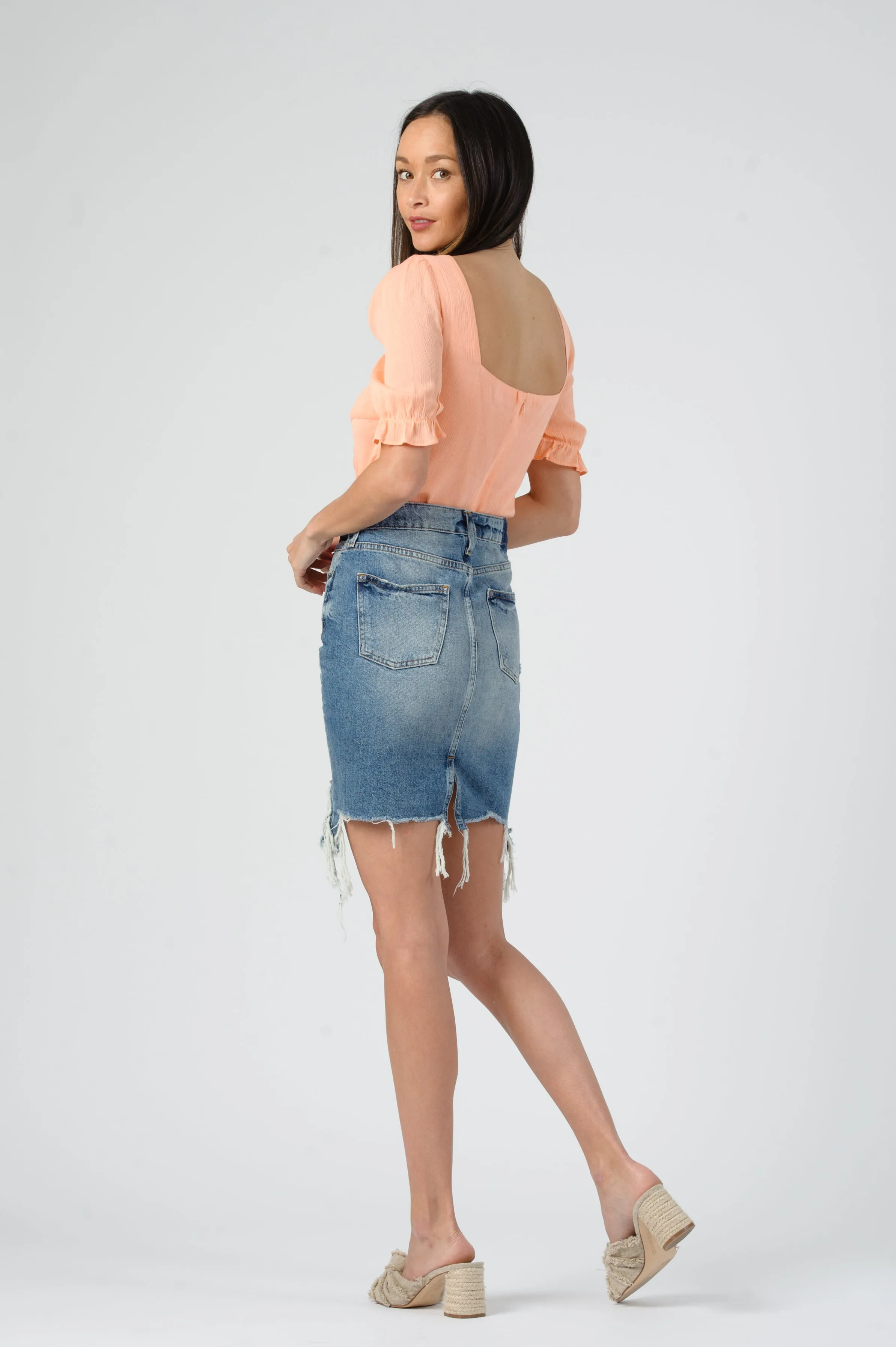 BAIA PUFF SLEEVE RUCHED TOP-CORAL sold by Lucca Couture product image thumbnail 2