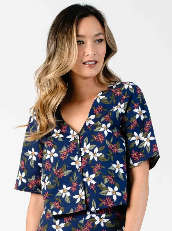 Women's Floral Button Down Top sold by Lucca Couture