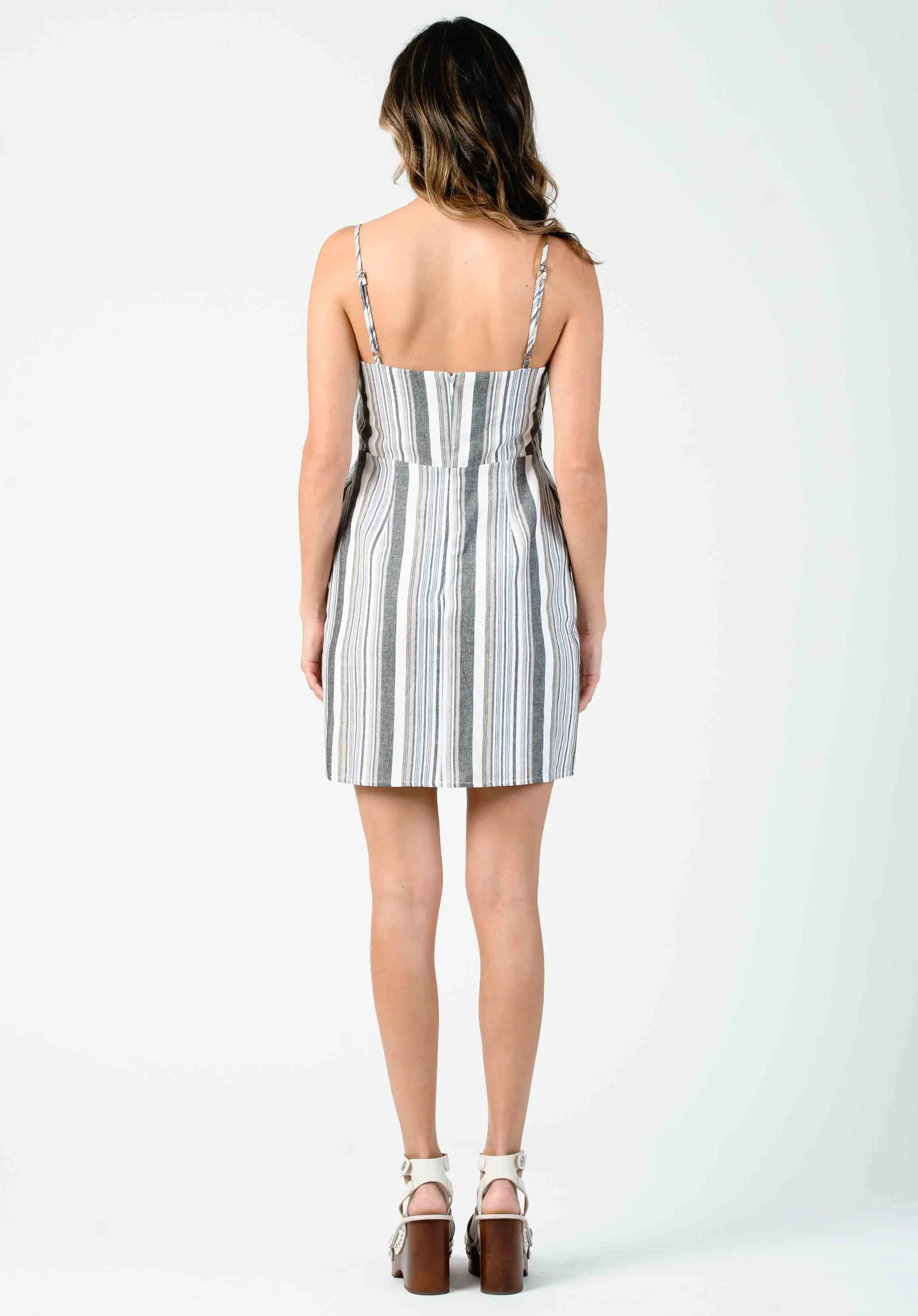 Women's Linen Striped Mini Dress sold by Lucca Couture product image thumbnail 3