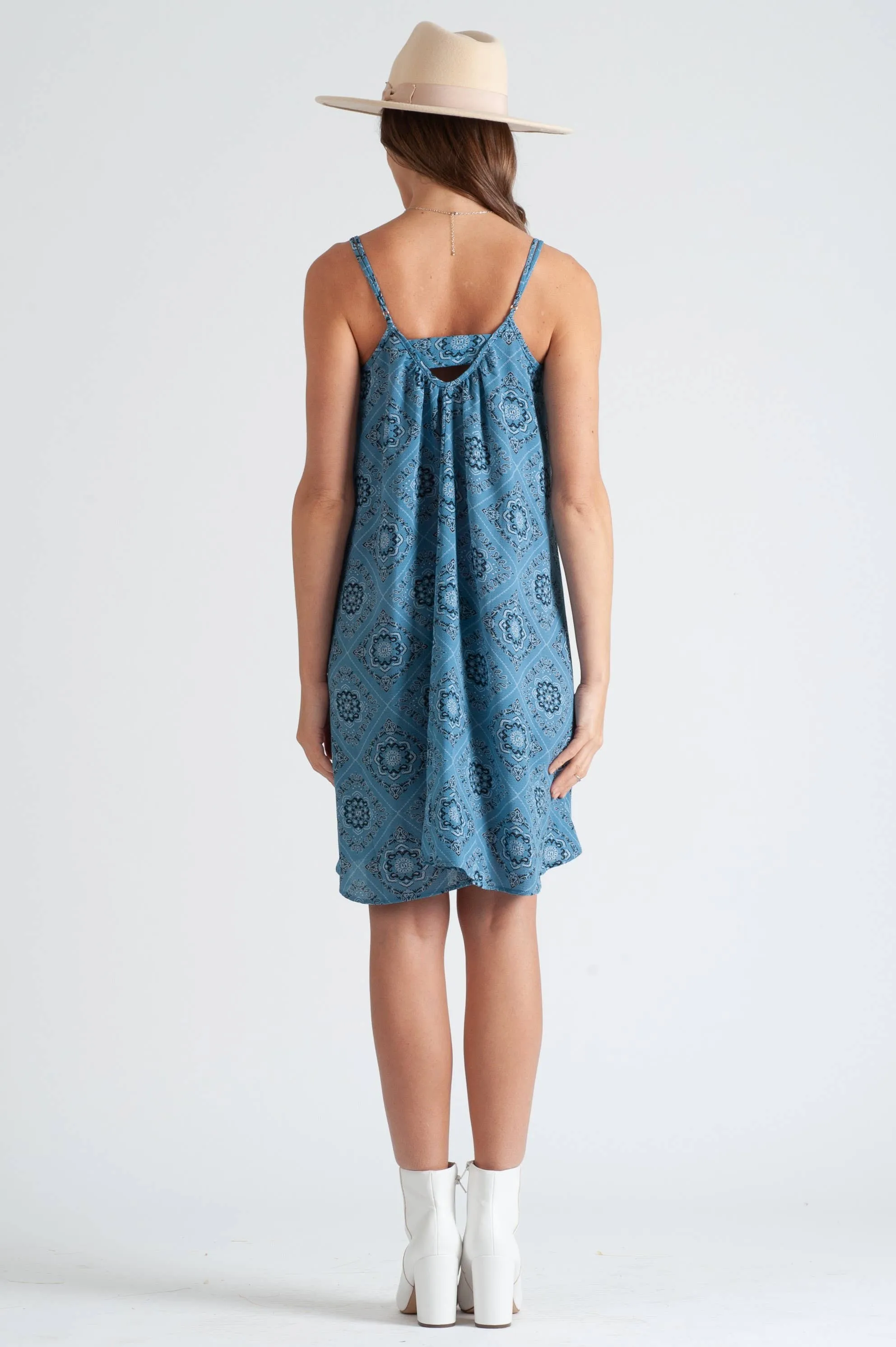 MOSAIC PRINTED DRESS-CHAMBRAY/BLK sold by Lucca Couture product image thumbnail 2