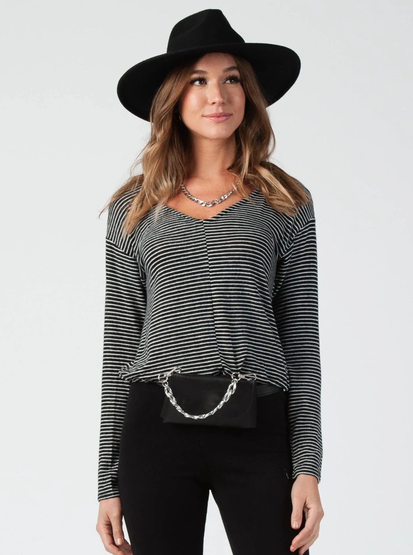 PIE LS DRAWSTRING TOP-BW sold by Lucca Couture